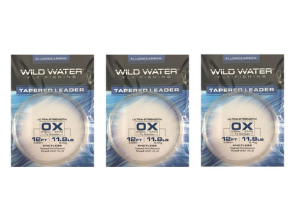 Wild Water Fly Fishing Fluorocarbon Leader 0X, 12', 3 Pack