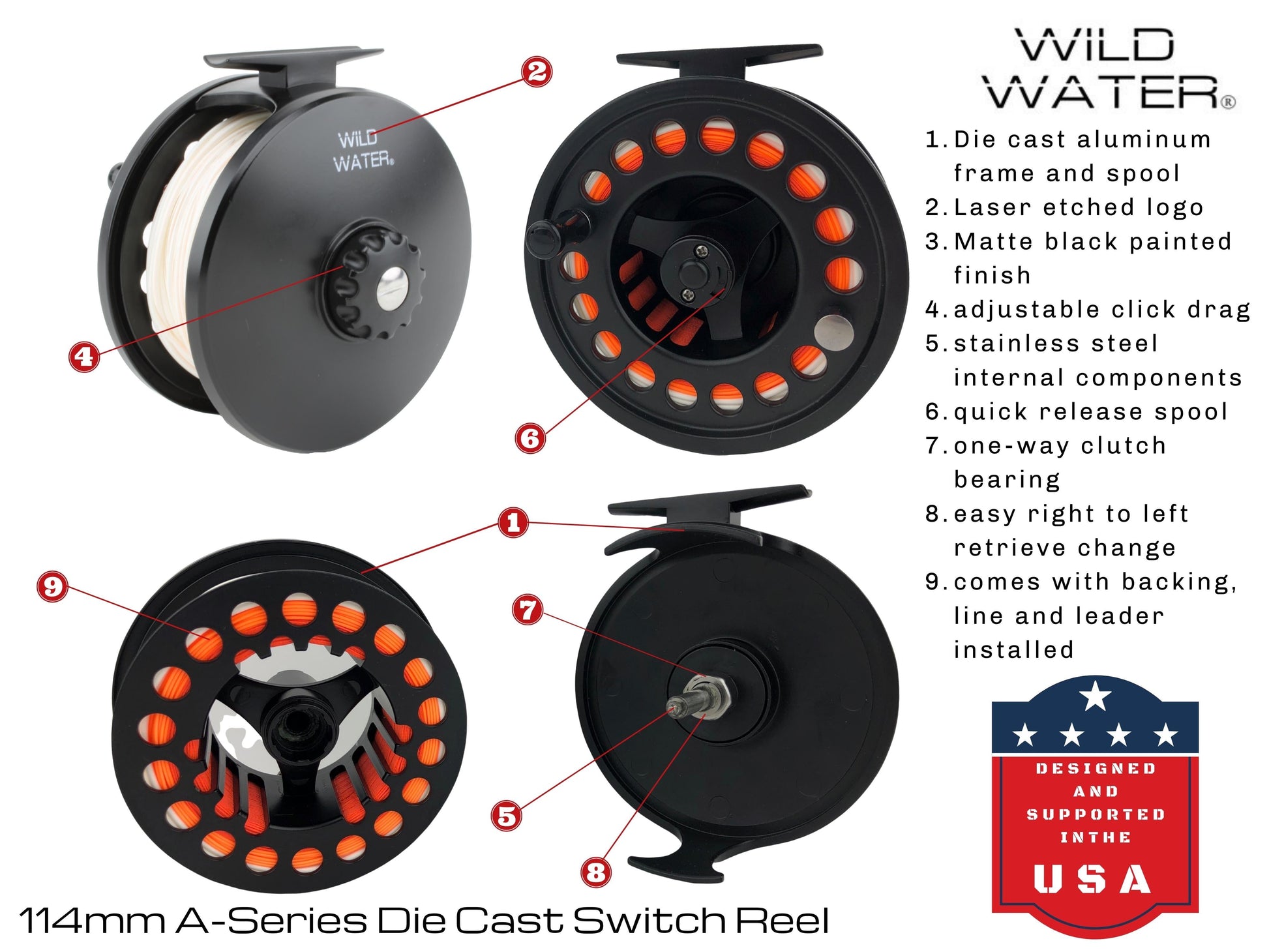 Wild Water Die Cast 114mm Fly Reel for Spey, Switch or Saltwater, 400 grain line-Goodwynn&#39;sGoodwynn&#39;s