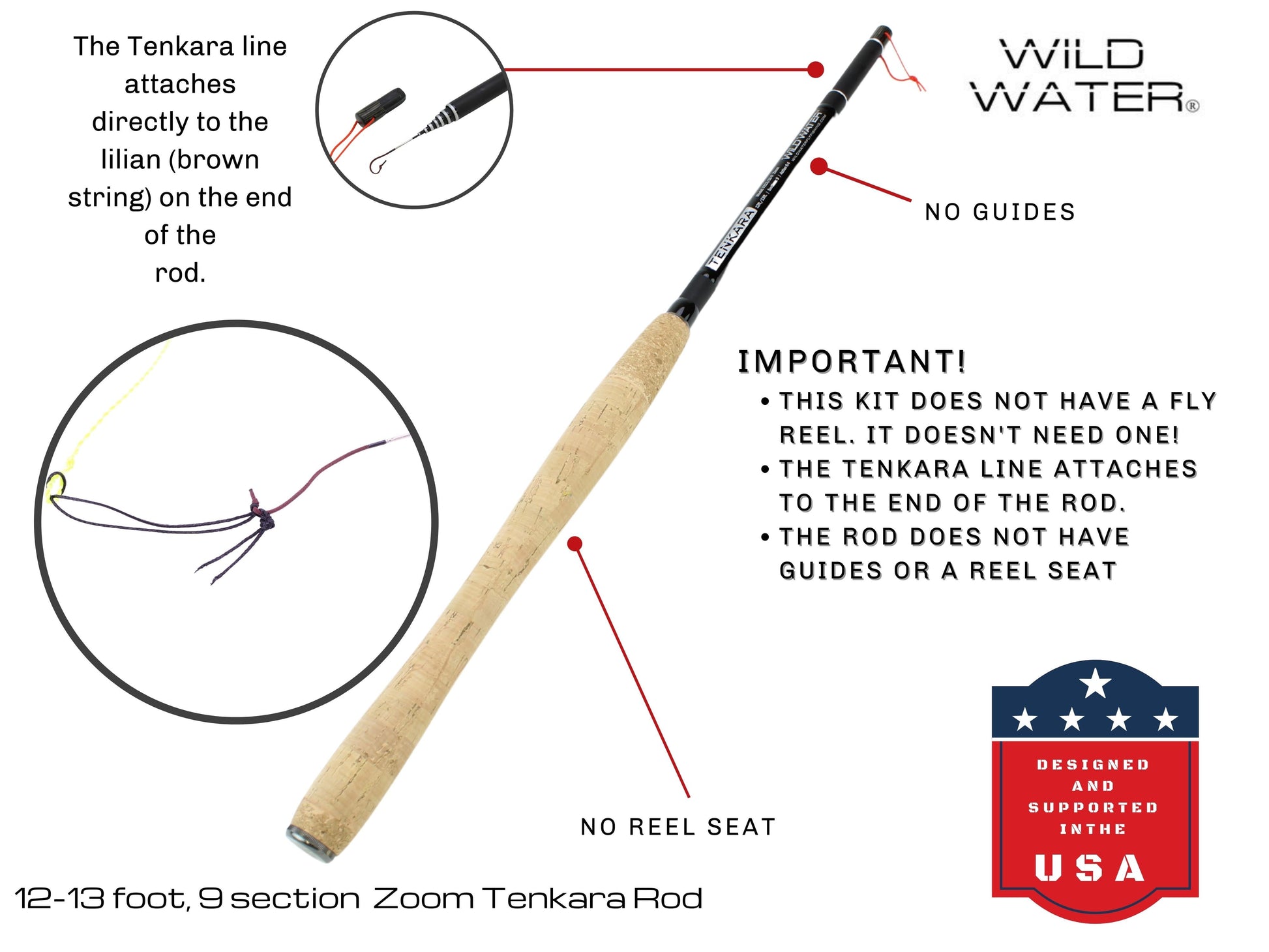 Wild Water Fly Fishing 12' - 13' Zoom Tenkara Rod-Goodwynn&#39;sGoodwynn&#39;s