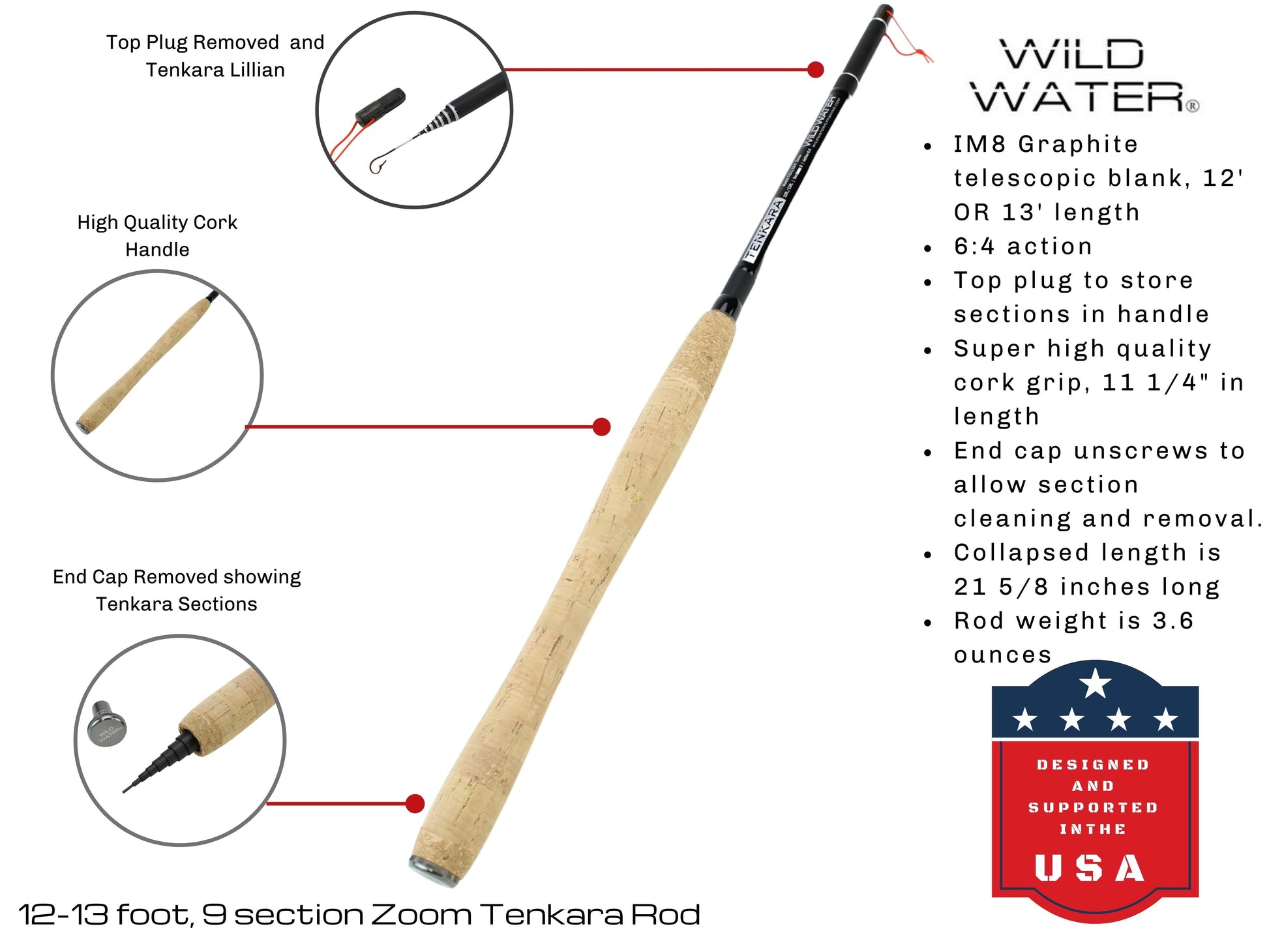 Wild Water Fly Fishing 12' - 13' Zoom Tenkara Rod-Goodwynn&#39;sGoodwynn&#39;s