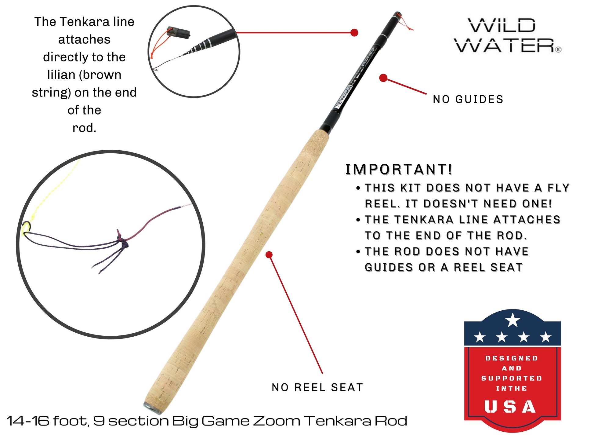 Wild Water Fly Fishing 14' - 16' Big Game Zoom Tenkara Rod-Goodwynn&#39;sGoodwynn&#39;s