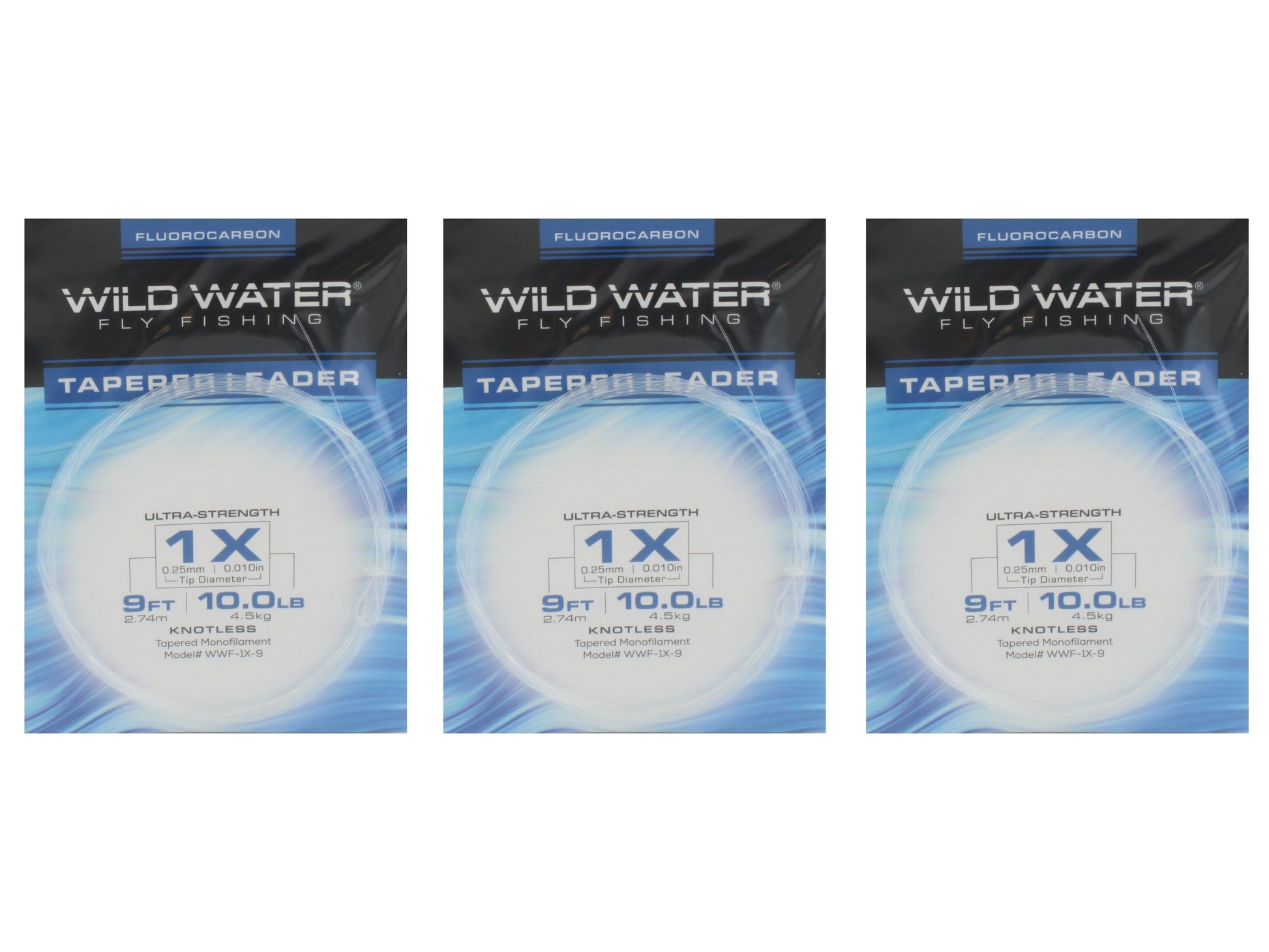 Wild Water Fly Fishing Fluorocarbon Leader 1X, 9', 3 Pack-Goodwynn&#39;sGoodwynn&#39;s