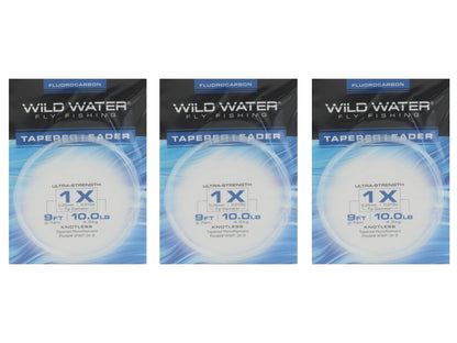 Wild Water Fly Fishing Fluorocarbon Leader 1X, 9', 3 Pack