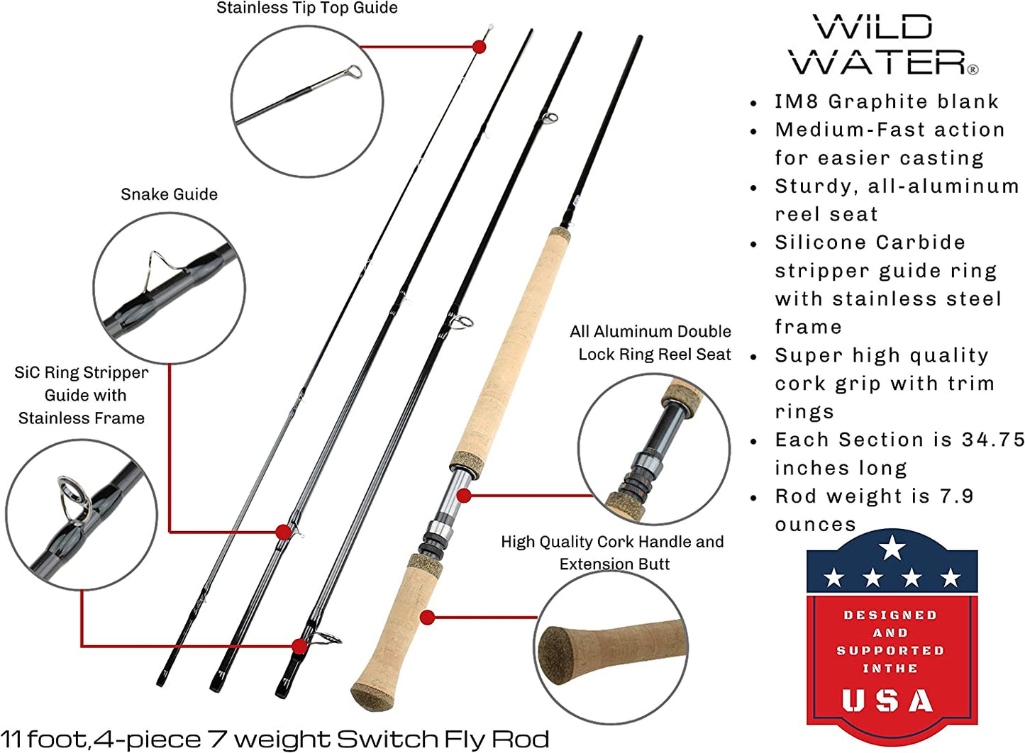 Wild Water Fly Fishing Kit for Steelhead, 11 ft 7 wt Switch Rod