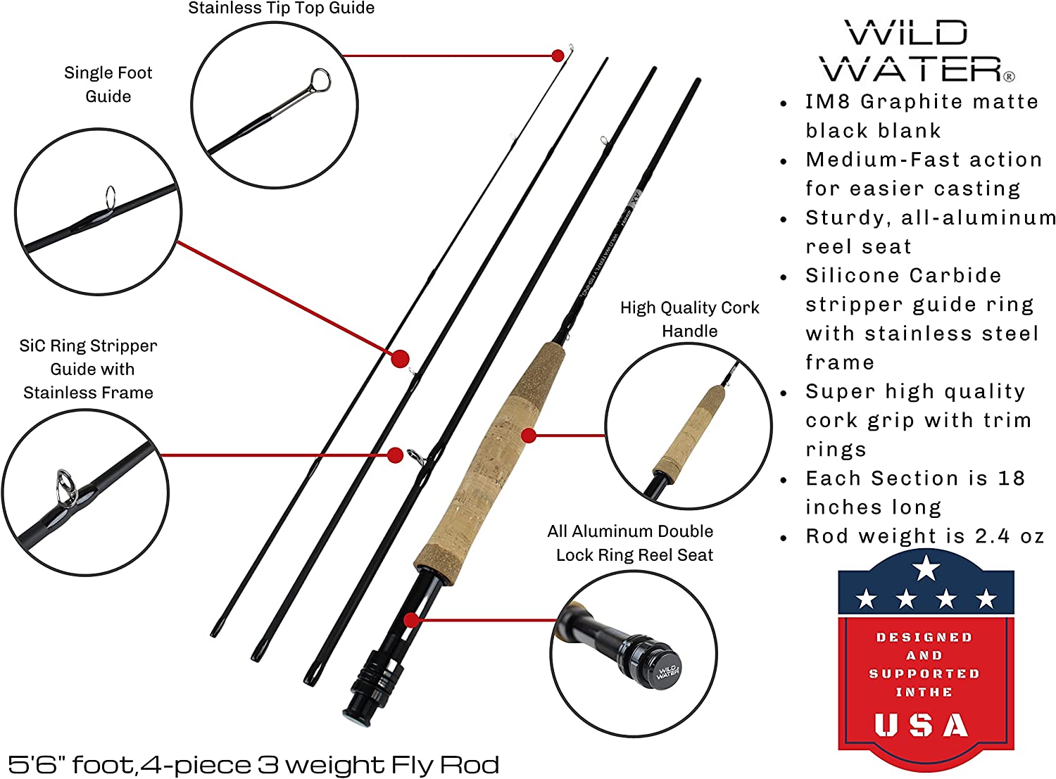 Wild Water Fly Fishing Combo with CNC Fly Reel, 5 ft 6 in 3 wt Rod-Goodwynn&#39;sGoodwynn&#39;s