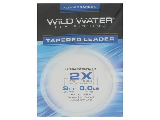 Wild Water Fly Fishing Fluorocarbon Leader 2X, 9', 3 Pack-Goodwynn's