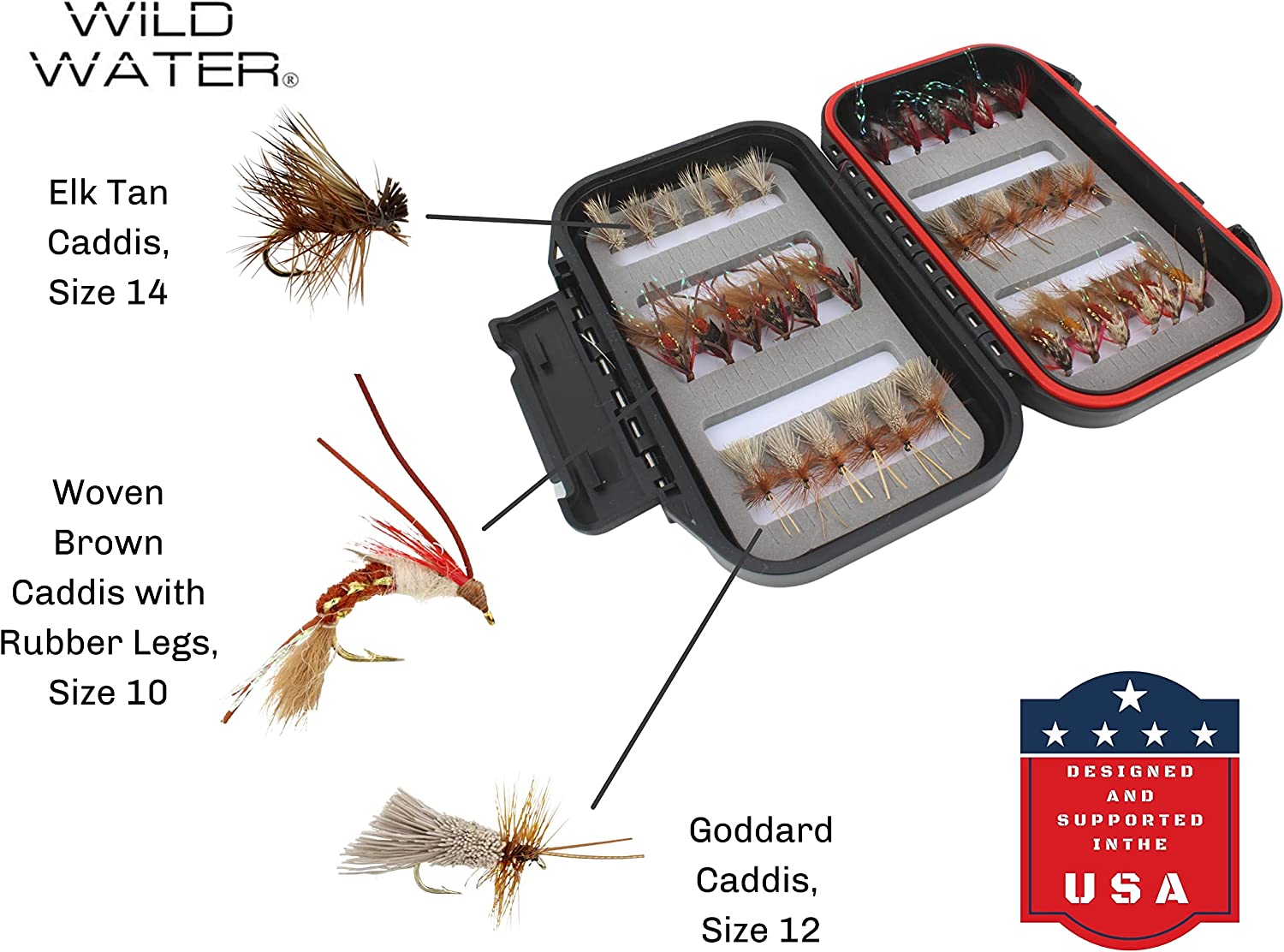 Wild Water Caddis Fly Assortment, 36 Flies with Small Fly Box-Goodwynn&#39;sGoodwynn&#39;s