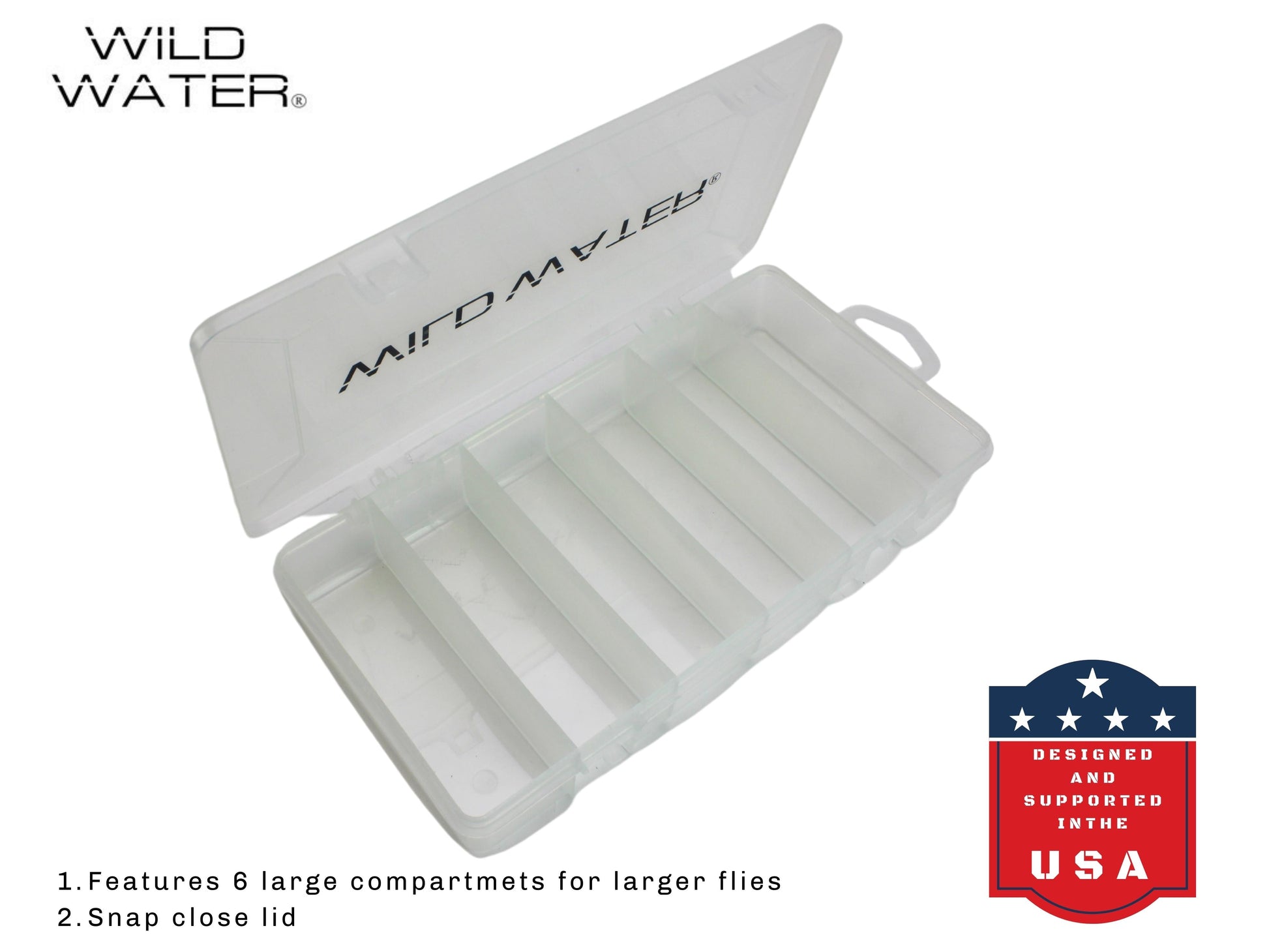 Wild Water Fly Fishing Large 6 Section Clear Fly Box-Goodwynn&#39;sGoodwynn&#39;s