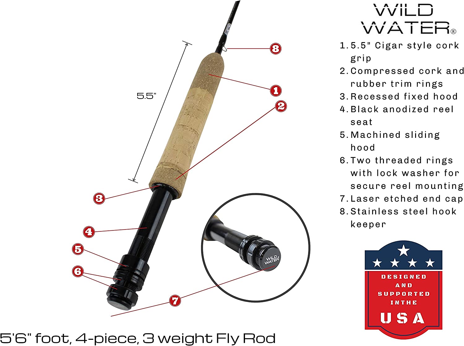 Wild Water Fly Fishing Combo with CNC Fly Reel, 5 ft 6 in 3 wt Rod-Goodwynn&#39;sGoodwynn&#39;s