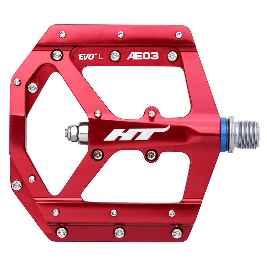 HT Components AE03 EVO+ Platform Pedals Body: Aluminum Spindle: Cr-Mo 9/16 Red Pair-Goodwynn&#39;sGoodwynn&#39;s