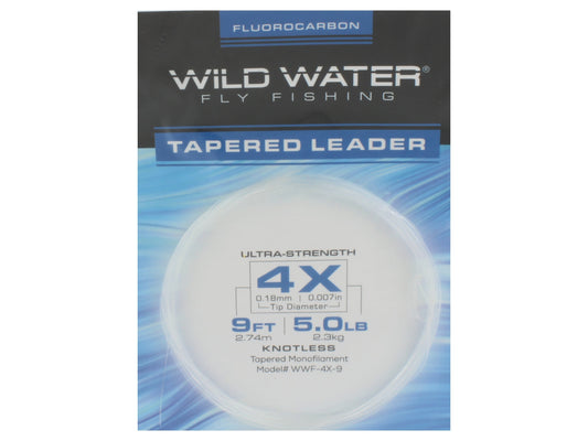 Wild Water Fly Fishing Fluorocarbon Leader 4X, 9', 3 Pack-Goodwynn's