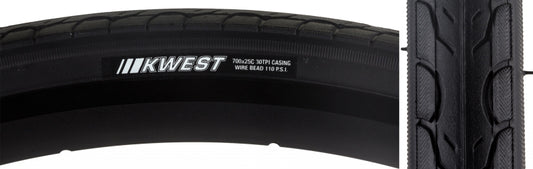 Kenda Kwest Tire 700x25C Wire Clincher 30TPI Black-Goodwynn's