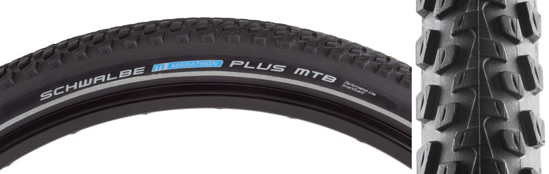 Schwalbe Marathon Plus MTB Tire - 26 x 2.1 Clincher Wire BLK/Reflective Performance Dual SmartGuard E-50-Goodwynn&#39;sGoodwynn&#39;s