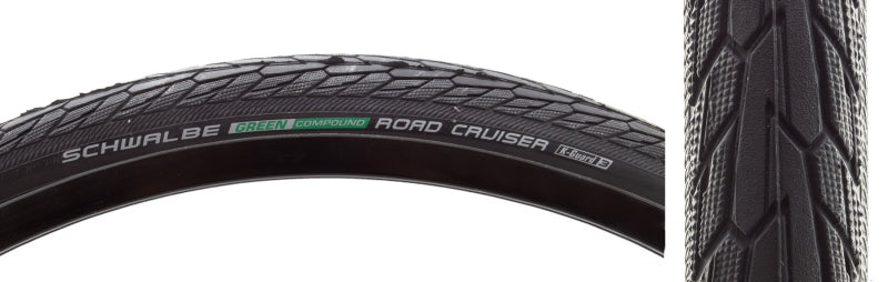 Schwalbe Road Cruiser Tire - 700 x 32 Clincher Wire Black K-Guard Green