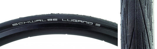 Schwalbe Lugano II Tire 700x32C Wire Clincher Silica K-Guard 50TPI Black-Goodwynn's