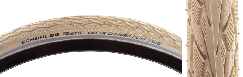 Schwalbe Delta Cruiser Plus Tire - 700 x 35 Clincher Wire Creme/Reflective Active Line PunctureGuard SBC-Goodwynn&#39;sGoodwynn&#39;s