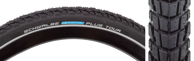 Schwalbe Marathon Plus Tour Tire - 700 x 38 Clincher Wire BLK/Reflective Performance Line SmartGuard Addix E-50