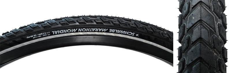 Schwalbe Marathon Mondial Tire - 700 x 42 Clincher Wire BLK/Reflective Performance Line RaceGuard Double Defense Addix-Goodwynn&#39;sGoodwynn&#39;s