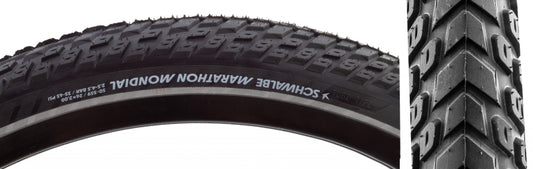 Schwalbe Marathon Mondial Tire - 26 x 2.00 Clincher Wire BLK/Reflective Performance Line RaceGuard Double Defense Addix-Goodwynn's