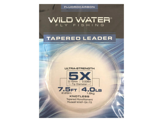 Wild Water Fly Fishing Fluorocarbon Leader 5X, 7.5', 3 Pack-Goodwynn's