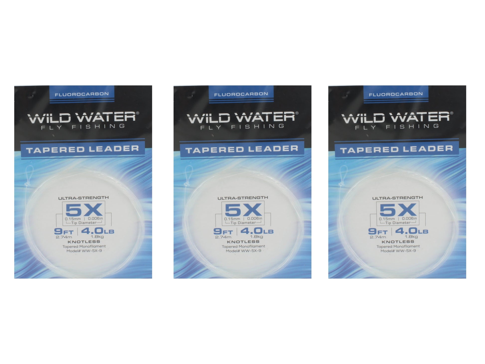 Wild Water Fly Fishing Fluorocarbon Leader 5X, 9', 3 Pack-Goodwynn&#39;sGoodwynn&#39;s