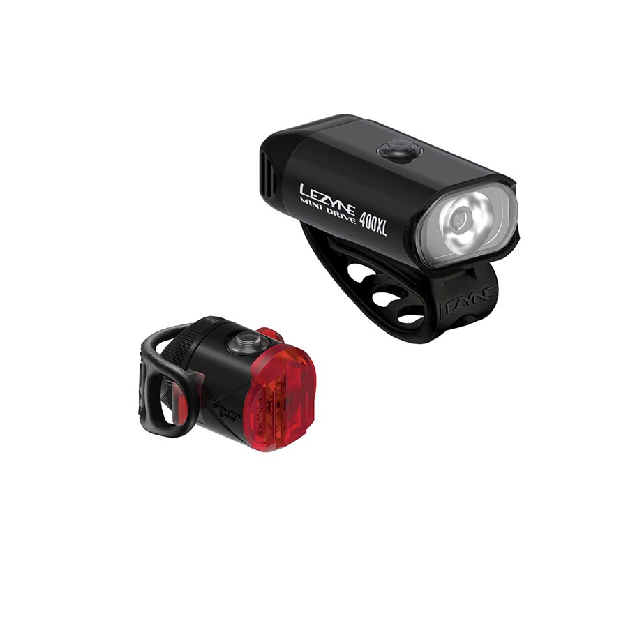 Lezyne Mini Drive 400XL / Femto USB Light Front and Rear Black Set