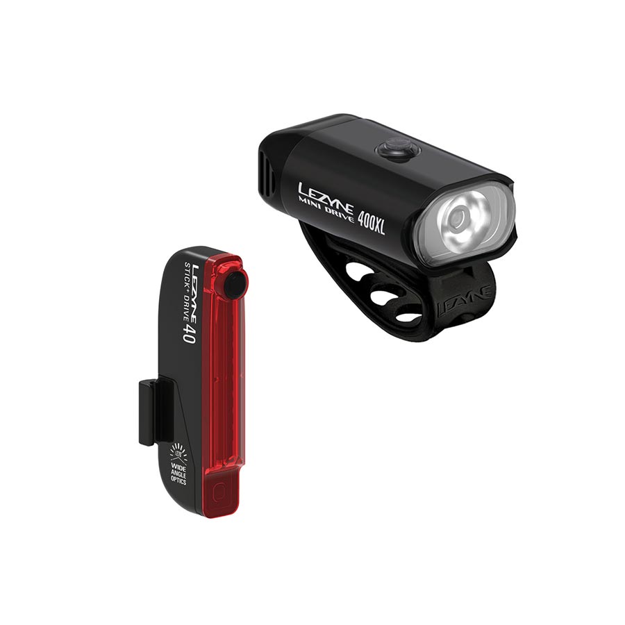 Lezyne Mini Drive 400XL / Stick+ Drive Light Front and Rear Black Set-Goodwynn&#39;sGoodwynn&#39;s