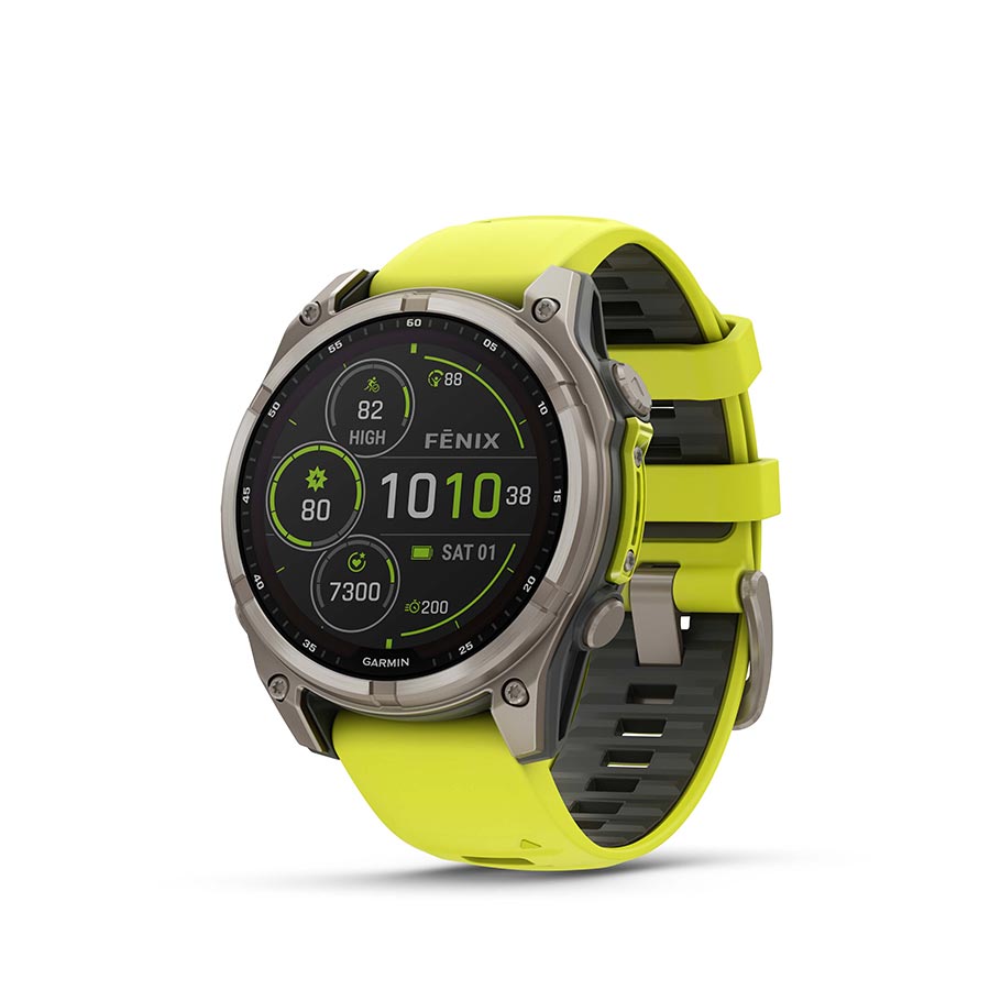 Garmin fenix 8 Solar Sapphire 47mm Watch Watch Color: Titanium Wristband: Amp Yellow/ Graphite - Silicone-Goodwynn&#39;sGoodwynn&#39;s