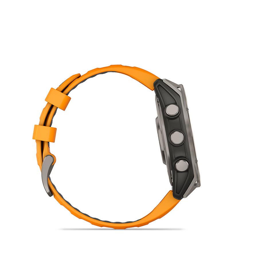 Garmin fenix 8 AMOLED Sapphire 47mm Watch Watch Color: Titanium Wristband: Orange/ Graphite - Silicone