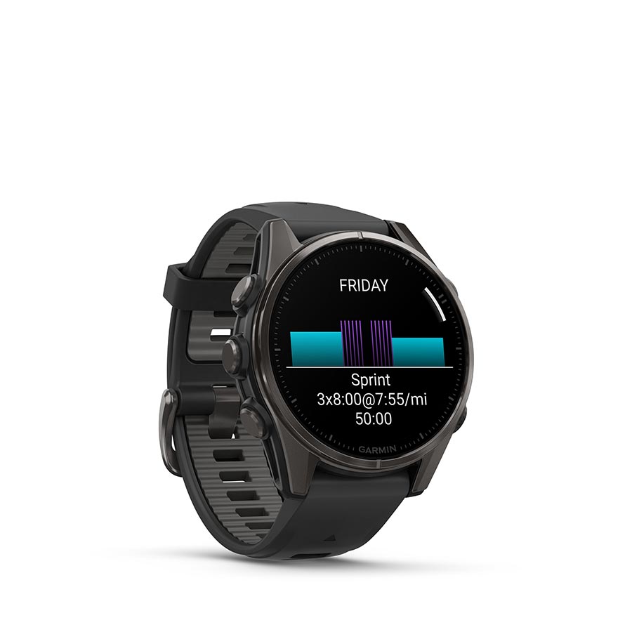 Garmin fenix 8 Smartwatch - 43mm AMOLED Sapphire Carbon Gray DLC Titanium BLK/Pebble Gray Silicone