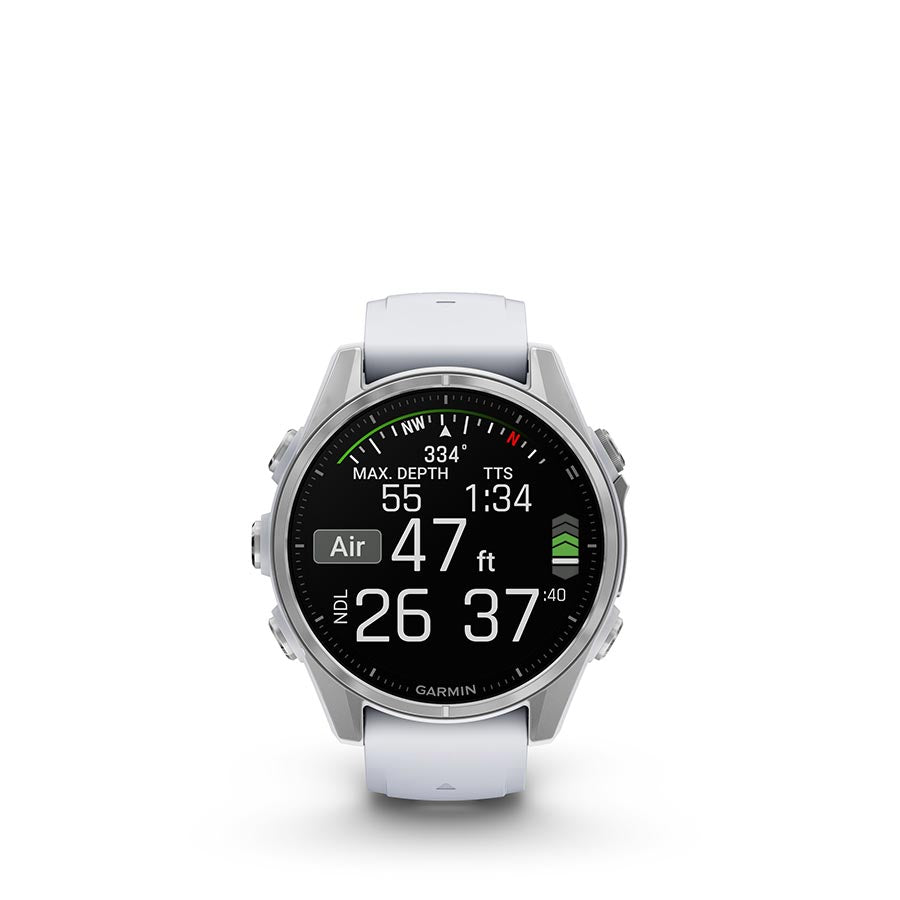 Garmin fenix 8 AMOLED 43mm Watch Watch Color: Silver Wristband: Whitestone - Silicone-Goodwynn&#39;sGoodwynn&#39;s