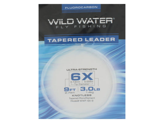 Wild Water Fly Fishing Fluorocarbon Leader 6X, 9', 3 Pack-Goodwynn's