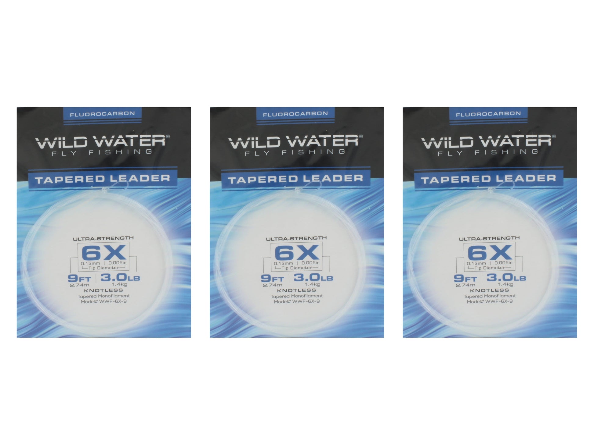 Wild Water Fly Fishing Fluorocarbon Leader 6X, 9', 3 Pack-Goodwynn&#39;sGoodwynn&#39;s