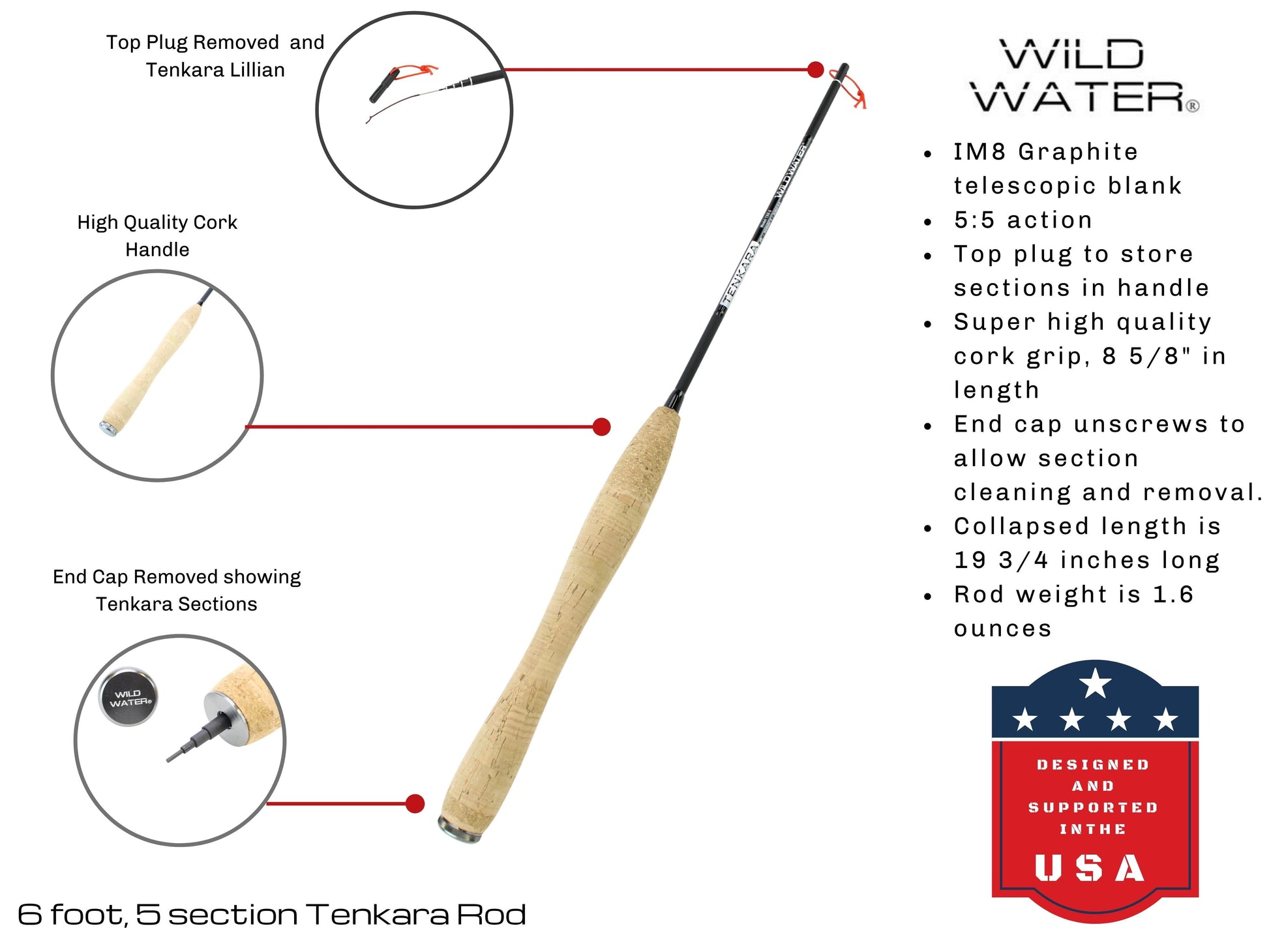 Wild Water Fly Fishing 6' Tenkara Rod-Goodwynn&#39;sGoodwynn&#39;s