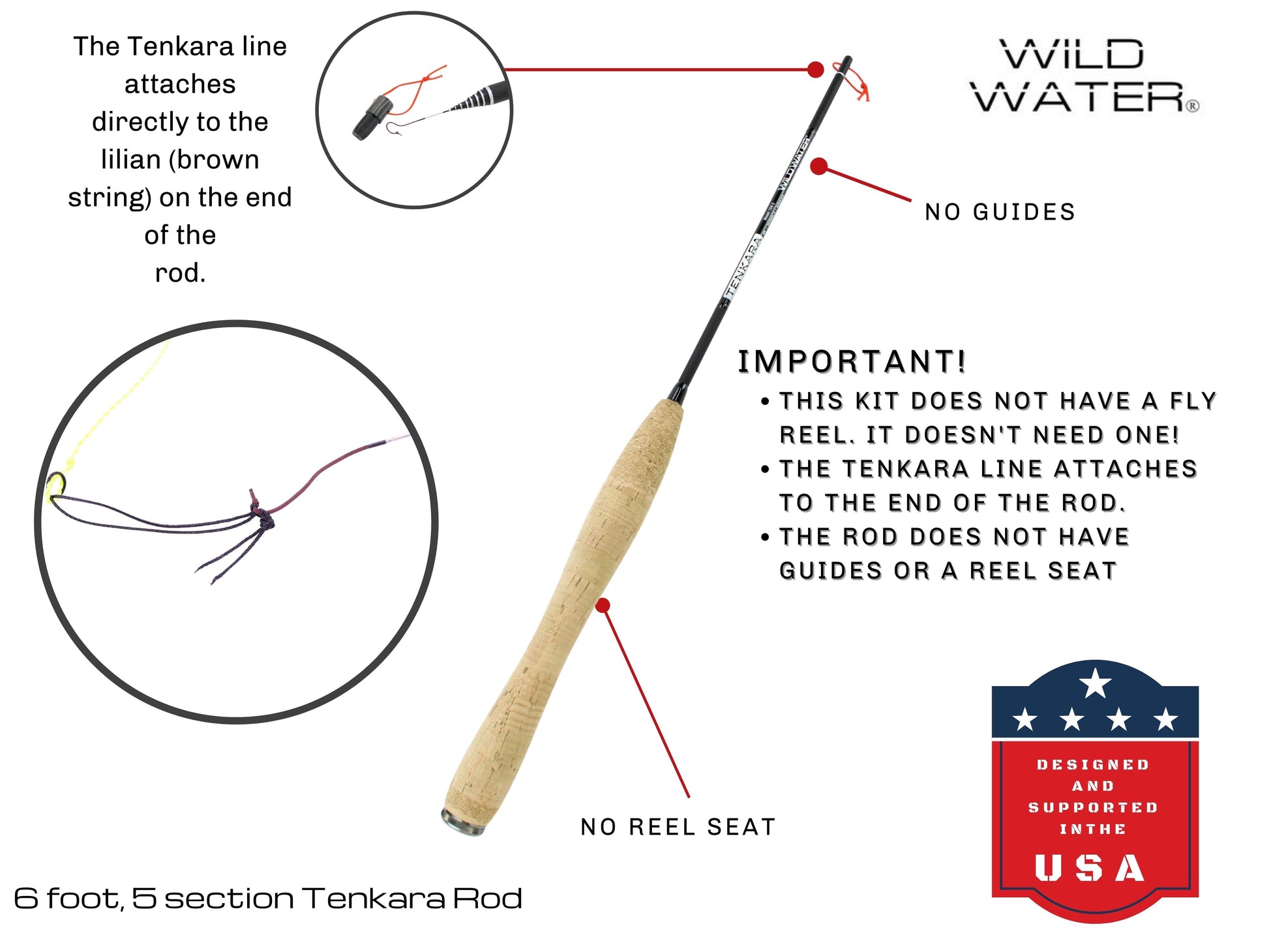 Wild Water Fly Fishing 6' Tenkara Rod-Goodwynn&#39;sGoodwynn&#39;s