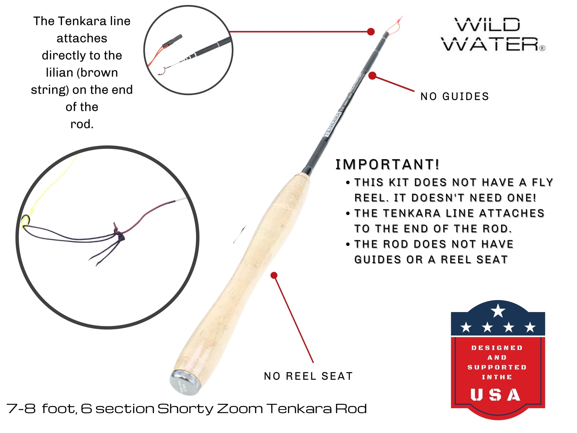 Wild Water Fly Fishing 7' - 8' Shorty Zoom Tenkara Rod-Goodwynn&#39;sGoodwynn&#39;s