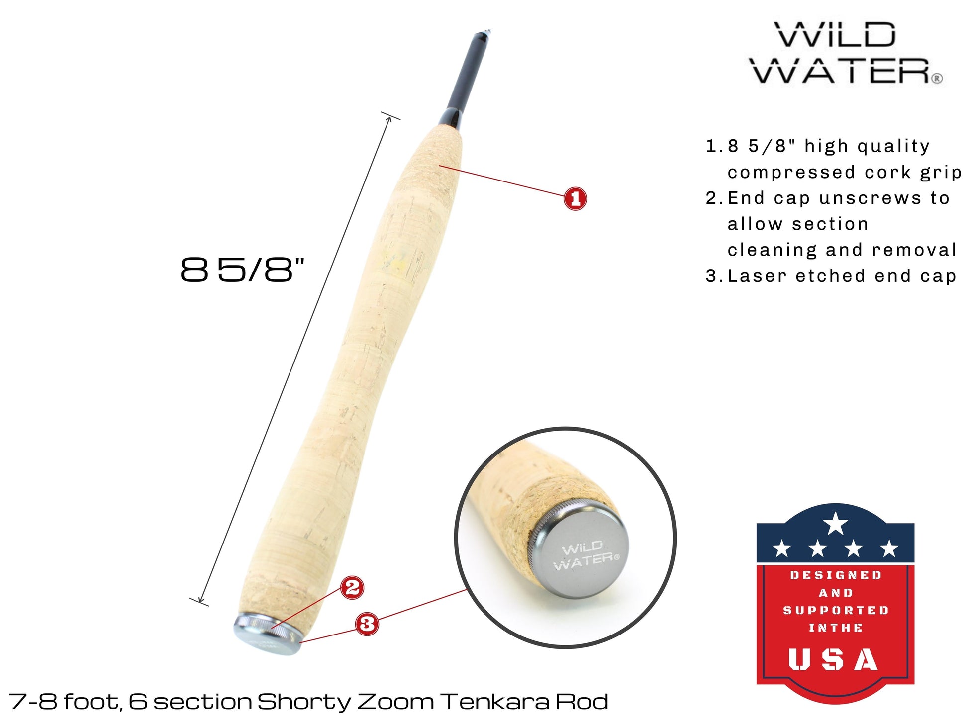 Wild Water Fly Fishing 7' - 8' Shorty Zoom Tenkara Rod-Goodwynn&#39;sGoodwynn&#39;s