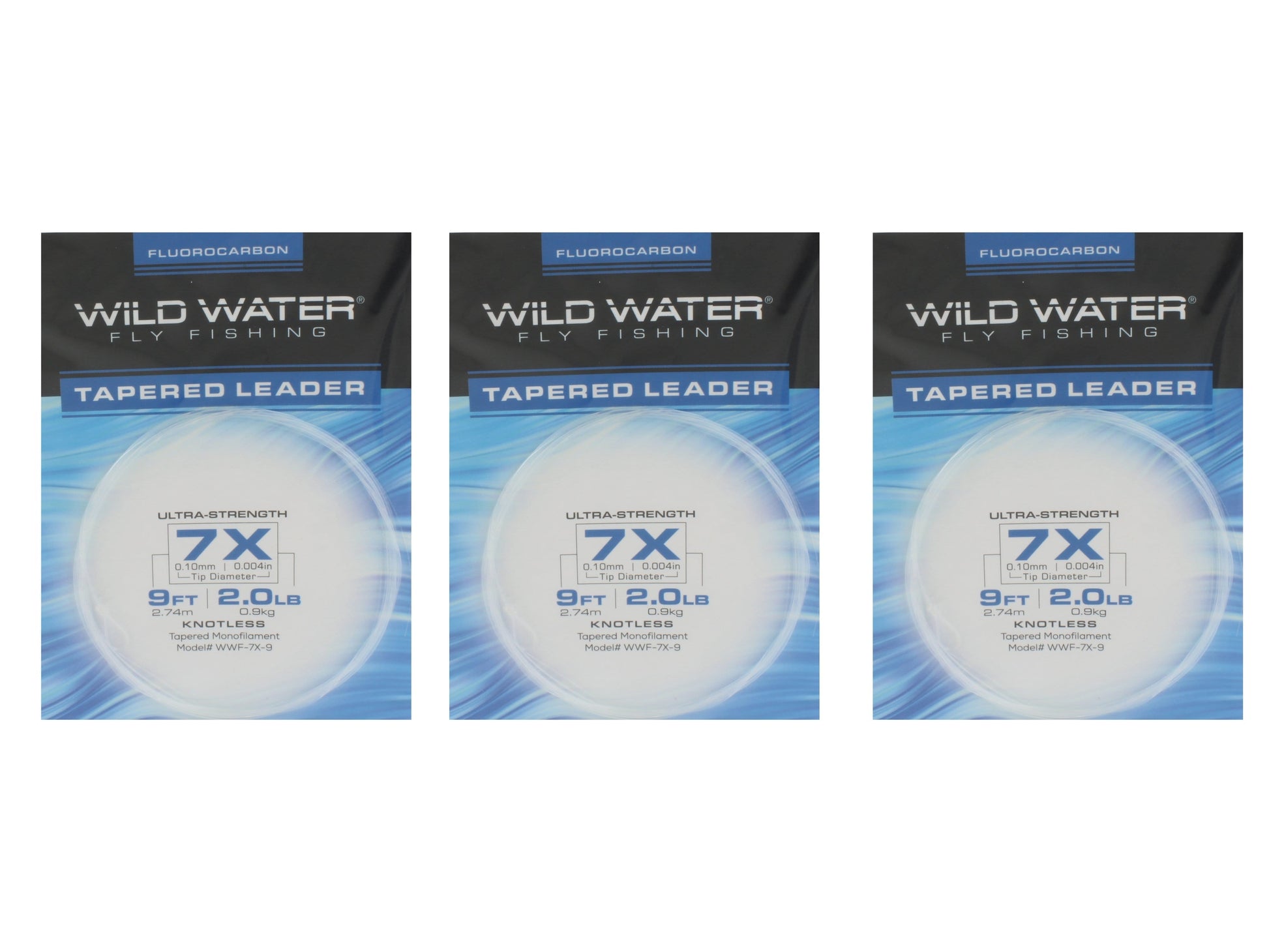 Wild Water Fly Fishing Fluorocarbon Leader 7X, 9', 3 Pack-Goodwynn&#39;sGoodwynn&#39;s