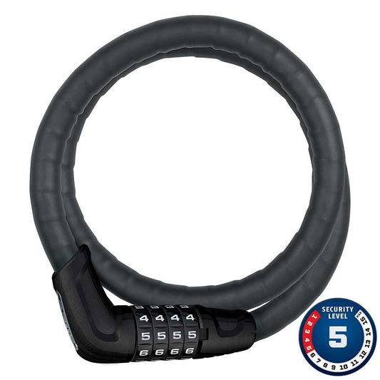 ABUS Combination Cable Lock Steel-O-Flex Tresor 6615C 85cm x 15mm With Mount BLK-Goodwynn's