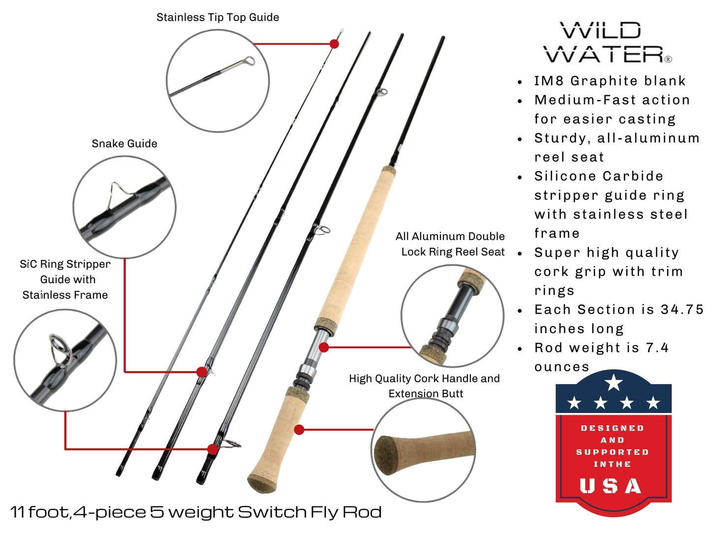 Wild Water Fly Fishing Combo for Steelhead, 11 ft 5 wt Switch Rod