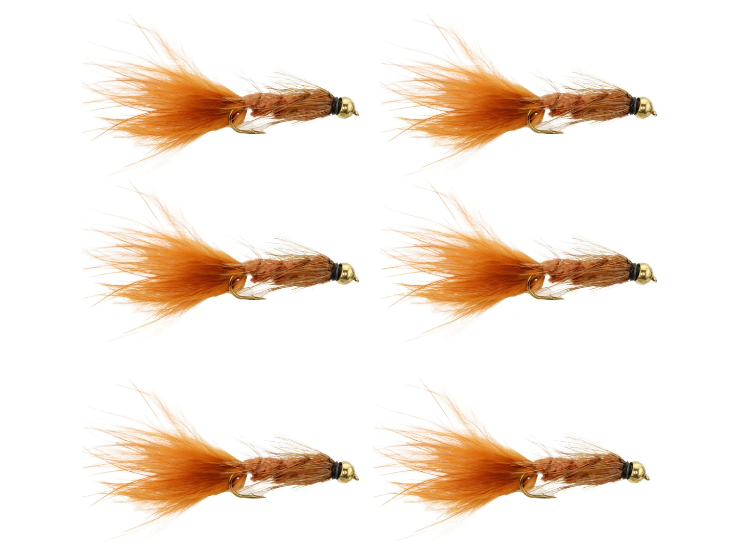 Wild Water Fly Fishing Brown Wooly Bugger w/ Bead Head, Size 10, Qty. 6