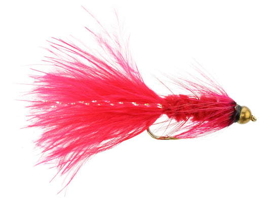 Wild Water Fly Fishing Crimson Wooly Bugger w/ Bead Head, Size 10, Qty. 6-Goodwynn's