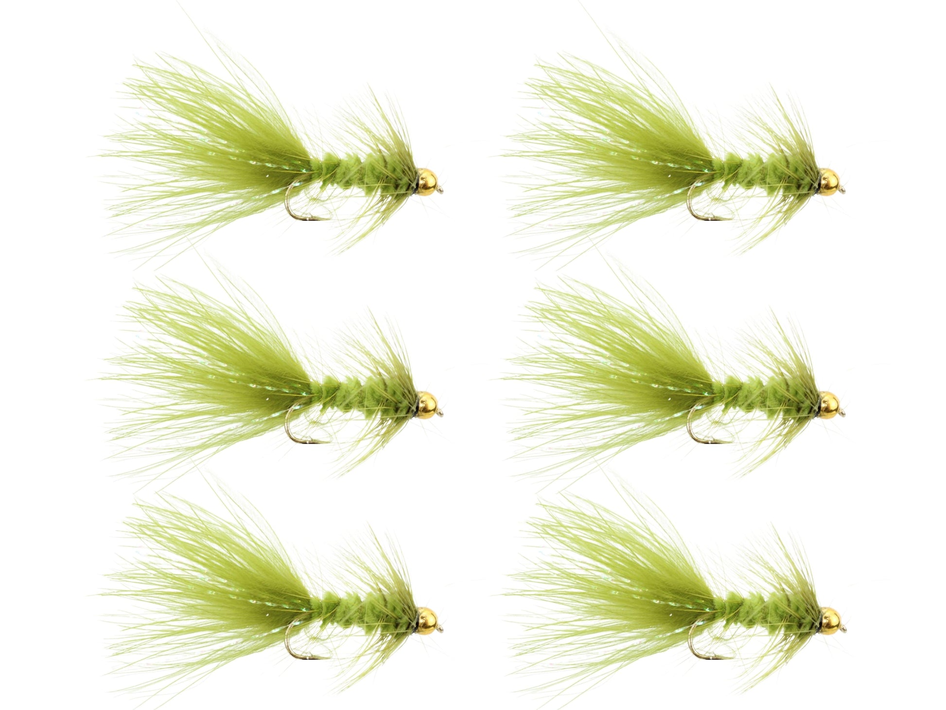 Wild Water Fly Fishing Olive Wooly Bugger w/ Bead Head, Size 10, Qty. 6-Goodwynn&#39;sGoodwynn&#39;s