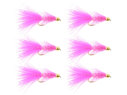 Wild Water Fly Fishing Pink Wooly Bugger w/ Bead Head, Size 10, Qty. 6