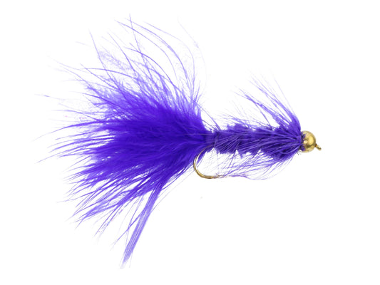 Wild Water Fly Fishing Purple Wooly Bugger w/ Bead Head, Size 10, Qty. 6-Goodwynn's