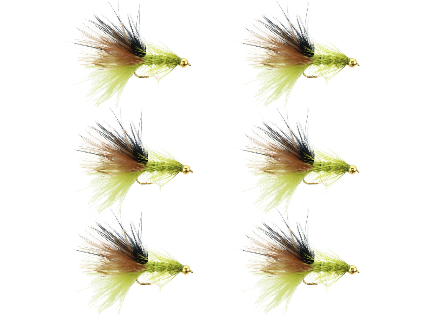 Wild Water Fly Fishing Bead Head Tri-Color Wooly Bugger, Size 10, Qty. 6