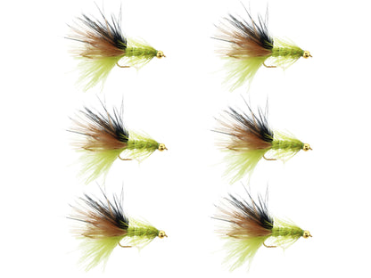 Wild Water Fly Fishing Bead Head Tri-Color Wooly Bugger, Size 10, Qty. 6