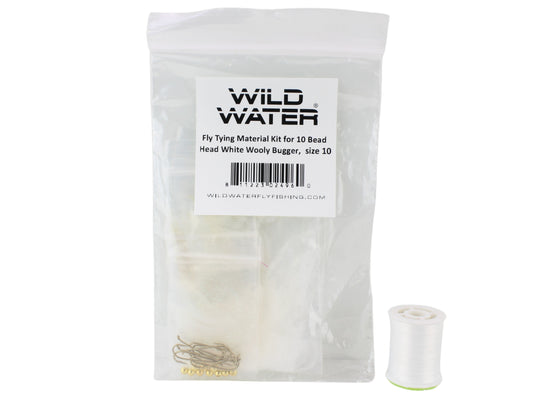 Wild Water Fly Fishing Fly Tying Material Kit, Bead Head White Wooly Bugger-Goodwynn's