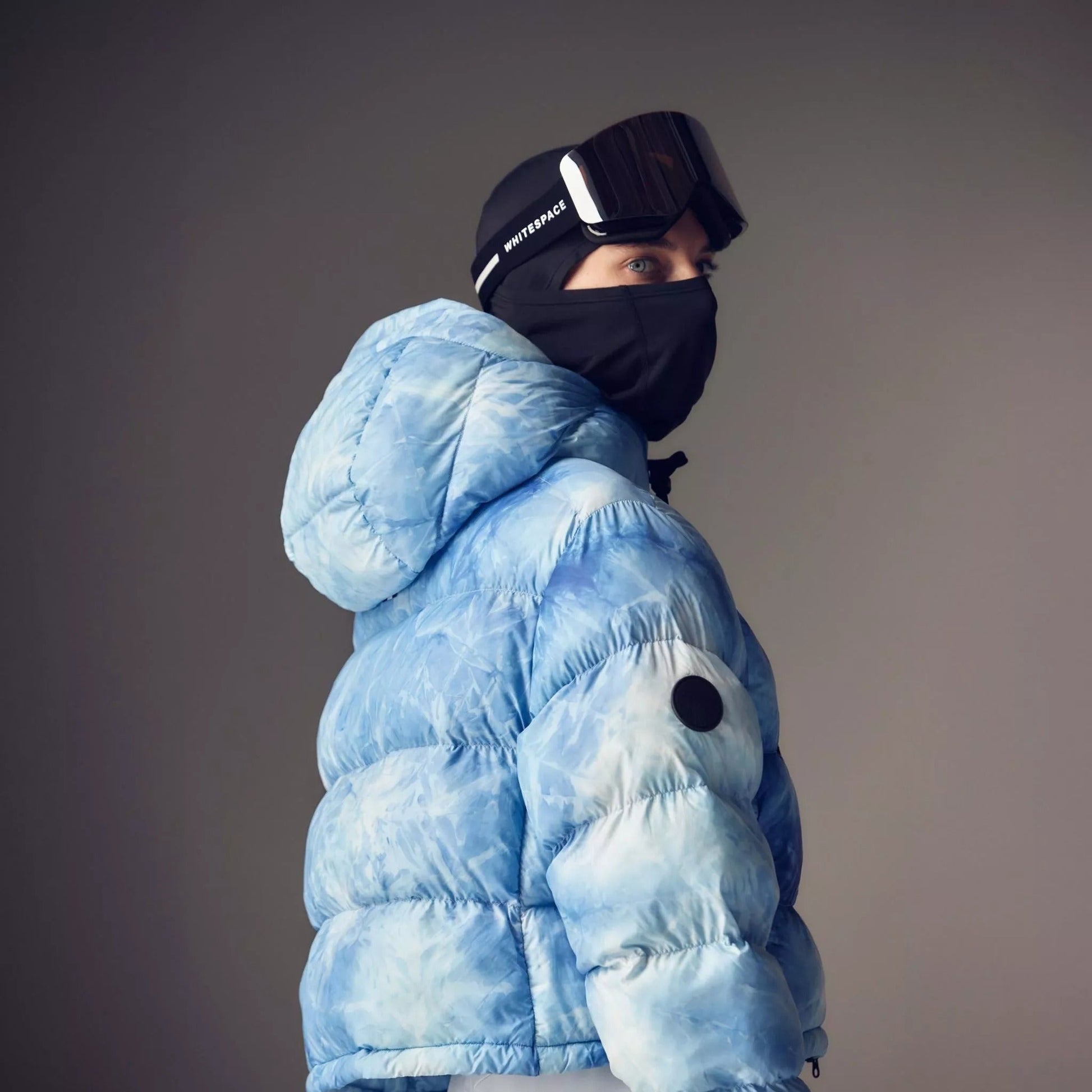 Cropped Puffer Jacket - Sky Blue Tie Dye-Goodwynn&#39;sGoodwynn&#39;s