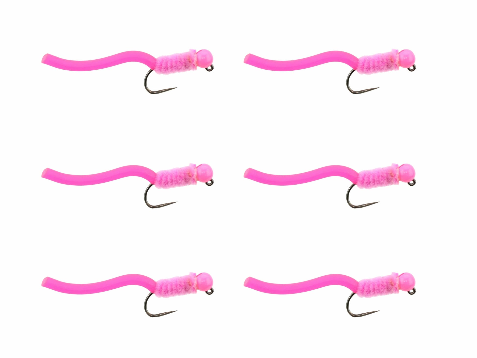 Wild Water Fly Fishing Tungsten Bead Head Pink Squirmy Worm, Size 12, Qty. 6-Goodwynn&#39;sGoodwynn&#39;s